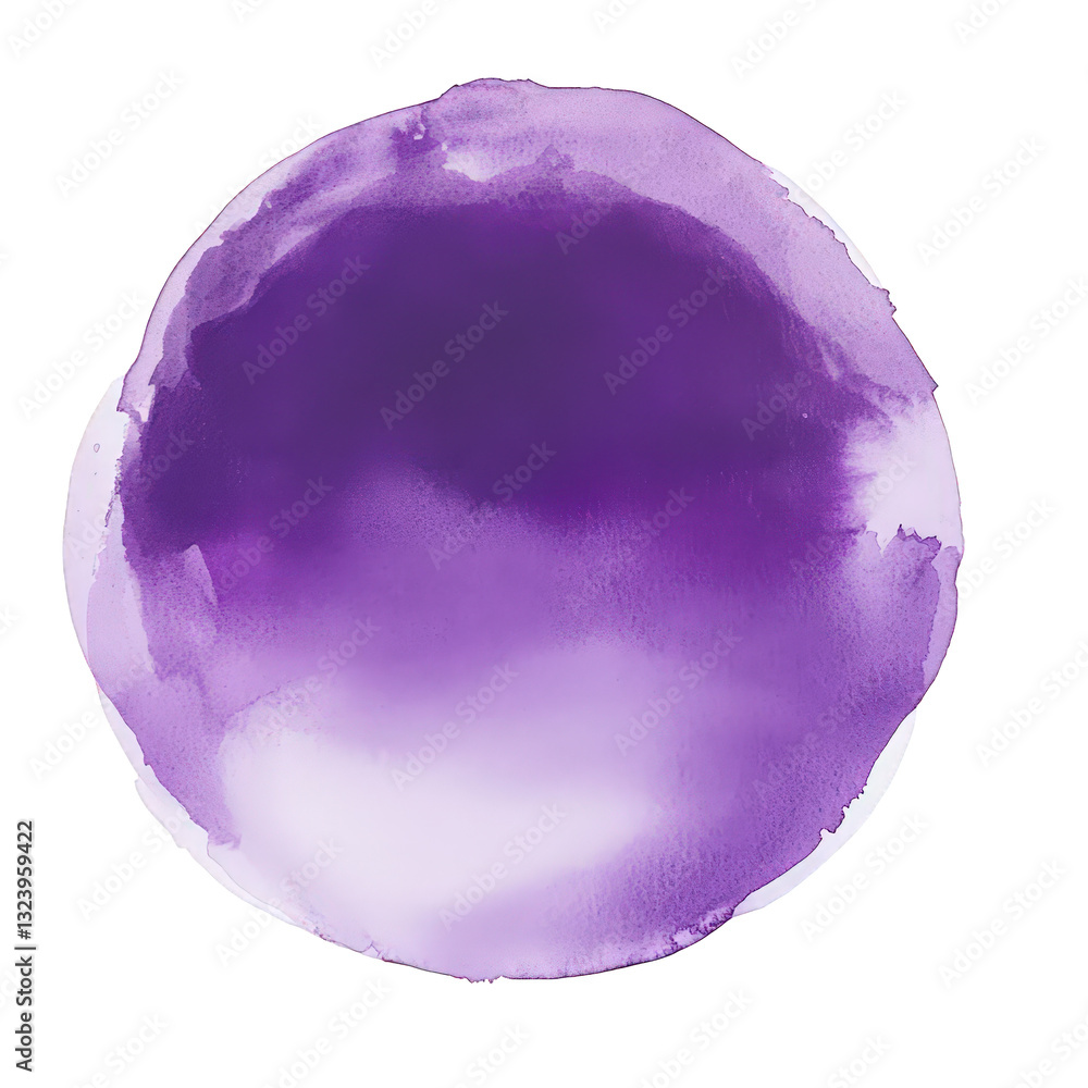 Poster a circular watercolor painting featuring varying shades of purple creating a soft and abstract appea