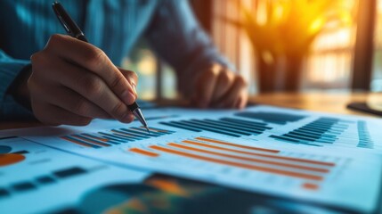 Businessman Analyzing Financial Data Graphs Charts