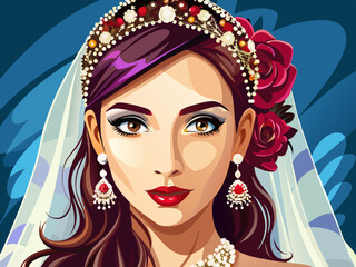 vector of  Bridal makeup model