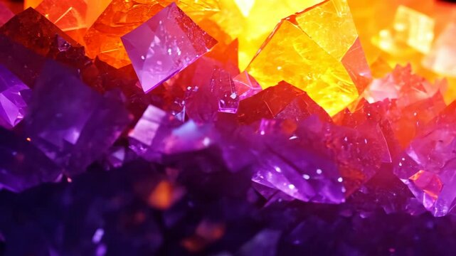 gradient crystal glowing in purple yellow light abstract background 