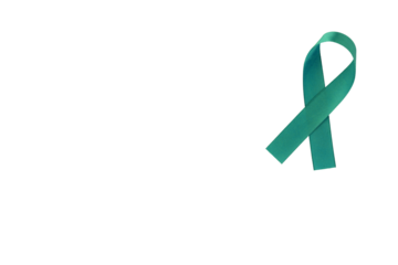Turquoise ribbon, symbol of social awareness, isolated background. World Cancer Day. copy space.