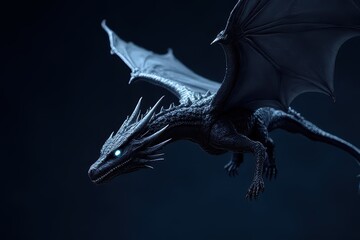 Fototapeta premium Nightfall's Obsidian Dragon Ascension Title: Obsidian Dragon Ascending through the Twilight Skies New Title: Duskbou...