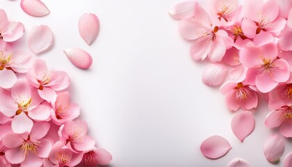 桜の花びらが両サイドにわかれている白背景