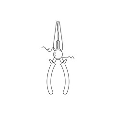 one line art Nose Pliers tool vector illustration. line art, one continuous line, simple, hand drawn and sketch style. for icons, symbols, signs or logos
