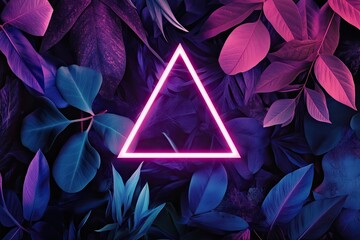 Neon triangle design on vibrant tropical leaves