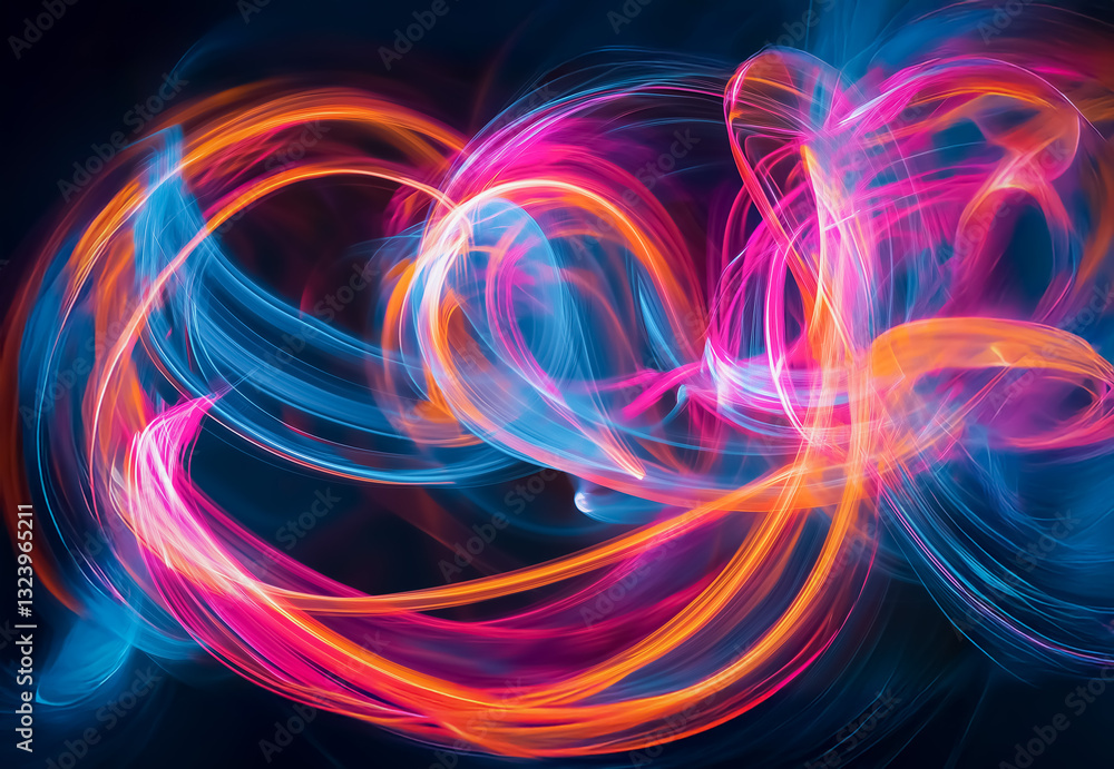 Aufkleber energetic neon light streaks intertwine in a mesmerizing abstract motion blur, creating a dynamic vi