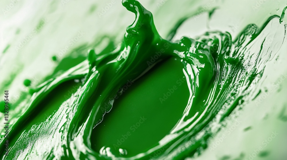 Poster green paint splashing and forming a circle with dynamic movement