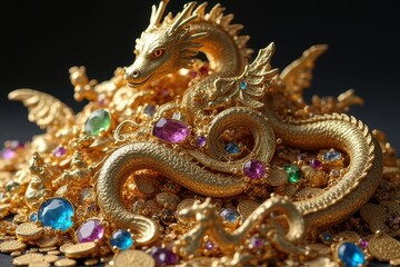 Fototapeta premium Wealthy Dragons' Treasures Uncovered