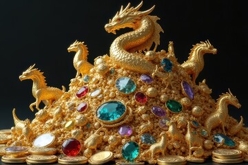 Fototapeta premium Wealthy Dragon Treasures