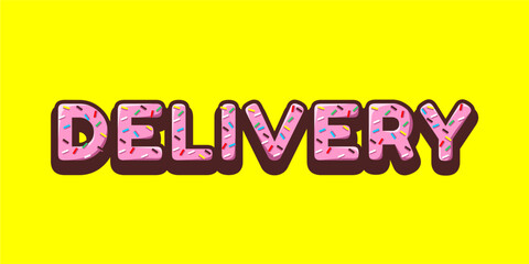 Donut typography font effect  illustration with background yellow