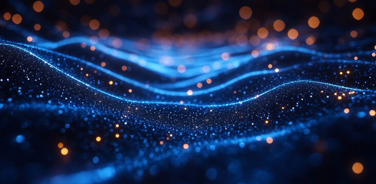 This graphic illustrates the complex interactions of quantum elements such as qubits in a dynamic wave pattern. Vibrant colors depict the nuances of decoherence and optimization in data analysis.