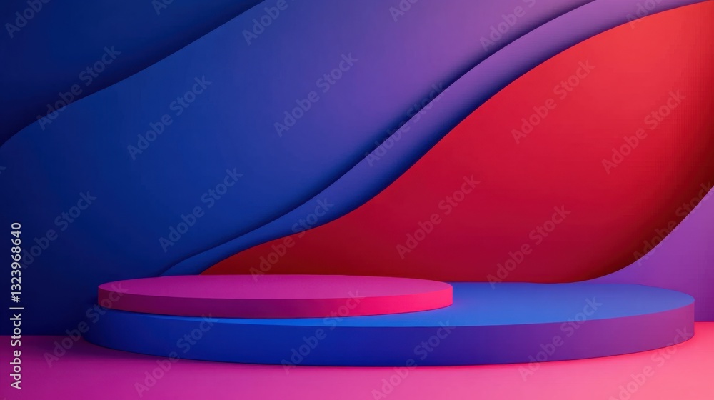 Poster abstract colorful 3d background with display podium
