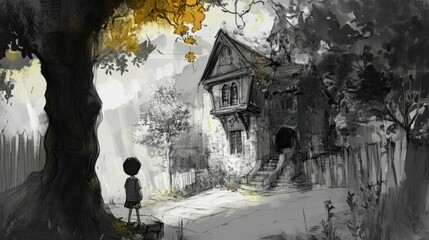 Child jotting storybook ideas on a sheet of paper.