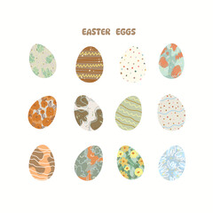 Set with hand drawn Easter eggs.