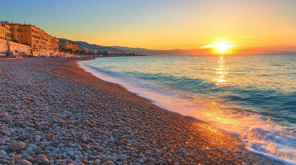 Naklejka premium Nice France Sunset Beach