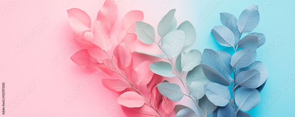 Aufkleber Eucalyptus branches creating stunning pastel color gradient background