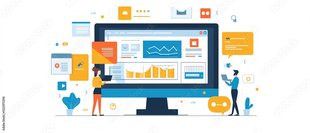 Poster web analytics dashboard teamwork