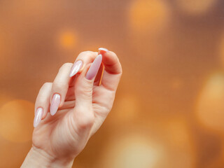 Naklejka premium Woman hand care. Hands and spa relaxing. Beauty woman nails.