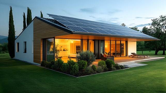 Modern Eco-Friendly Home at Dusk