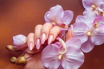Woman hand care. Hands and spa relaxing. Beauty woman nails.