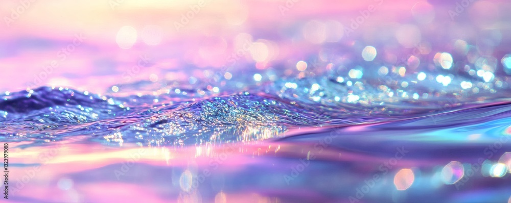 Poster smooth water surface with a vibrant display of colorful light reflections