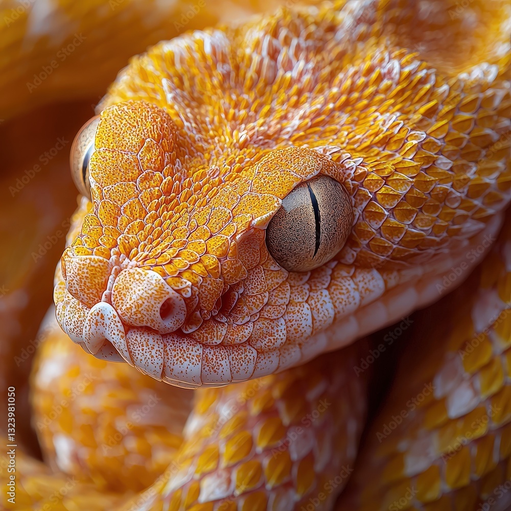 Poster a captivating view of a snake relaxing on a natural surface highlighting its elegant form and design