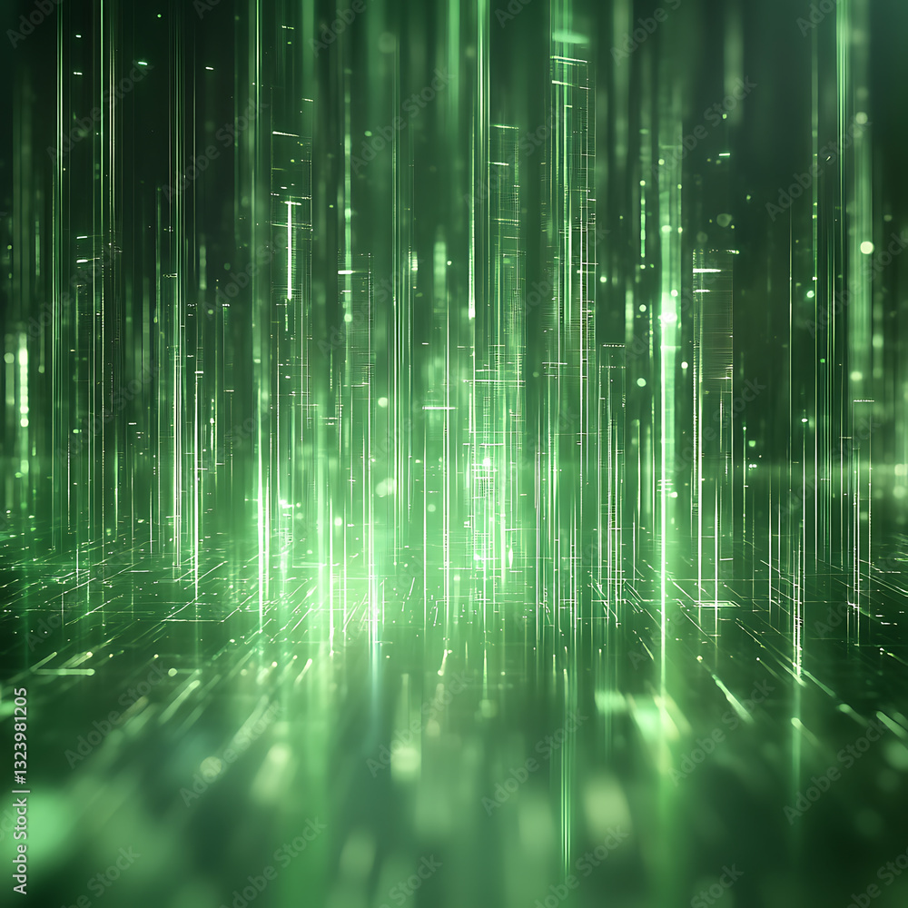 Poster dynamic light rays streaming downward digital space abstract image futuristic environment close-up v