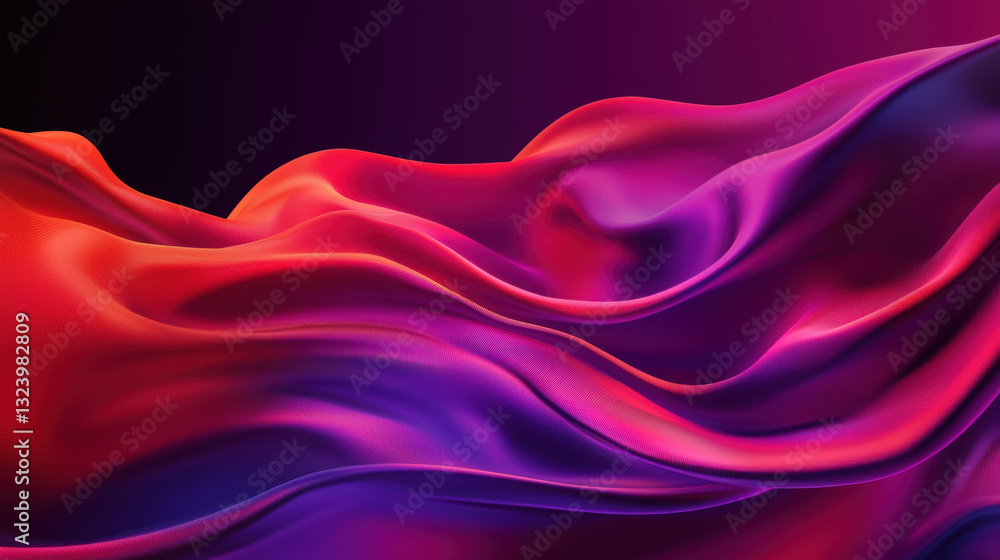 Poster vibrant fabric waves in red and purple hues create dynamic visual flow