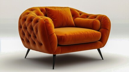 Cozy Three-Dimensional Armchair with Contemporary Wooden Legs Against a Comfortable Background