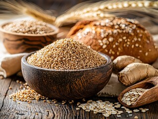 Health Benefits of Whole Grain Foods: Brown Wheat Bread, White Flour, Seed Rich Market Options