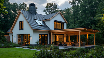 Modern home exterior at twilight (4)