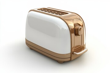 Gold and white two-slice toaster on countertop isolated on Transparent Background