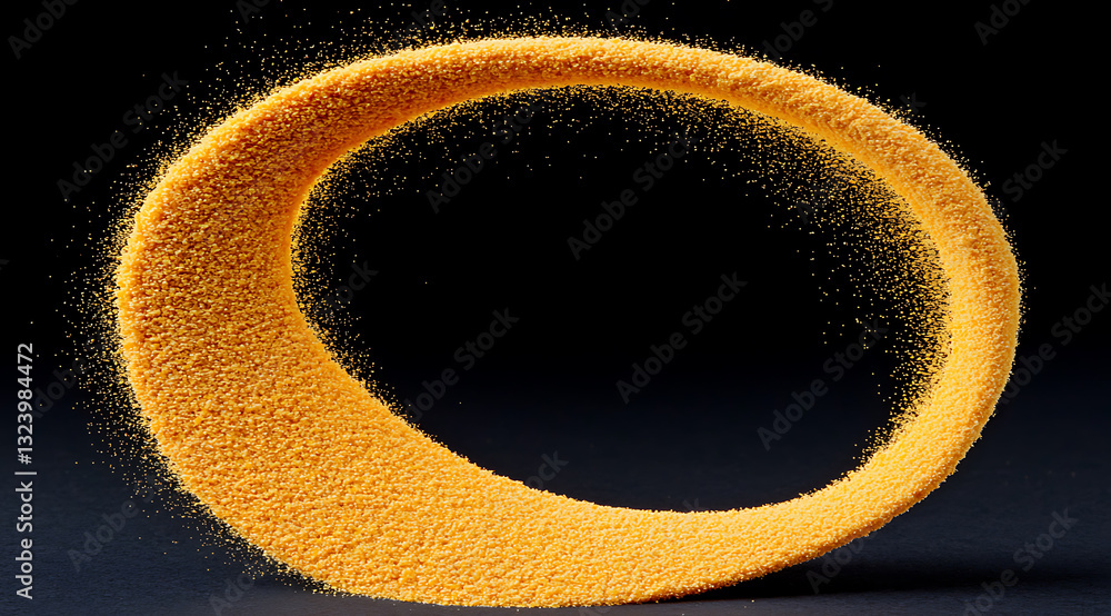 Poster creating dynamic yellow powder shapes studio photography minimalistic close-up abstract art for visu