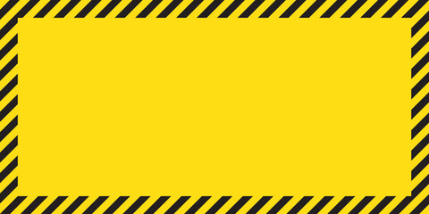 warning striped rectangular background, yellow and black stripes on the diagonal, warning to be careful potential danger vector template sign border yellow and black color Construction warning border.