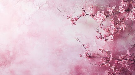 Obraz premium Pink Blossom Branches on Textured Background