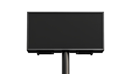 Naklejka premium Black blank billboard sign on a pole, isolated mockup template with a transparent background