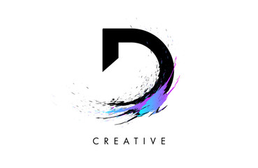 Splash Letter D logo design. Letter D paint watercolor splash icon vector