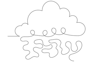cloud one line art of isolated outline vector drawing illustration