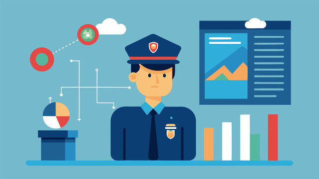One police department is using data to determine the most effective times for patrol officers to be present in certain areas leading to a decrease in criminal activity.. Vector illustration