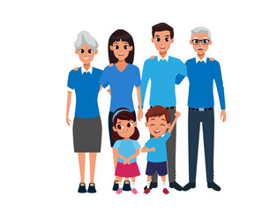 happy family standing portrait photograph together illustration clipart