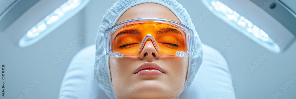 Poster a dynamic scene capturing a moment of satisfaction as a client beams with confidence after a laser