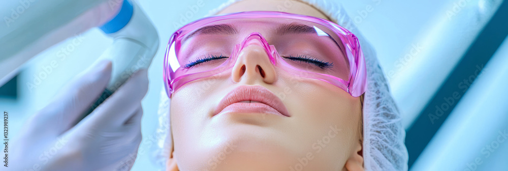 Aufkleber a dynamic scene capturing a moment of satisfaction as a client beams with confidence after a laser