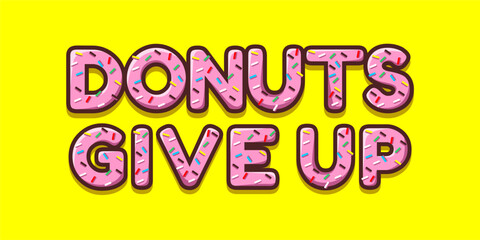 Donut typography font effect  illustration with background yellow