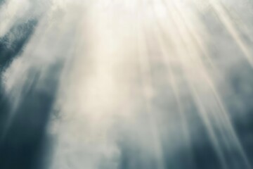 Fototapeta premium ethereal fog-like gradient from pearl white to soft dove gray, with subtle light beams creating a dreamy atmospheric background