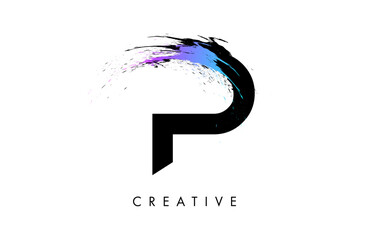 Splash Letter P logo design. Letter P paint watercolor splash icon vector