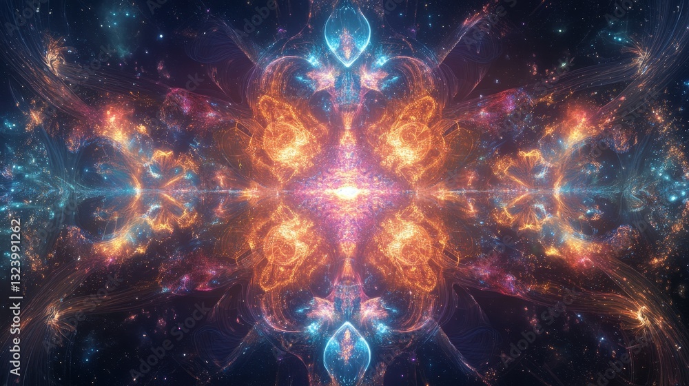 Aufkleber a cosmic nebula forming shapes that resemble impossible symbols and patterns