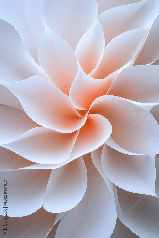 Aufkleber surreal abstract design of white petals merging into one another, creating an infinite, seamless