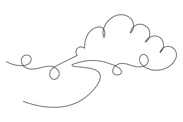 cloud one line art of isolated outline vector drawing illustration
