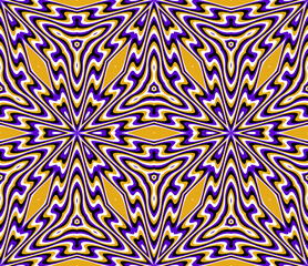 Swirling, fluid geometric pattern in warm gold and purple tones, creating a mesmerizing visual effect. Ideal for wallpapers, textiles, and digital designs.