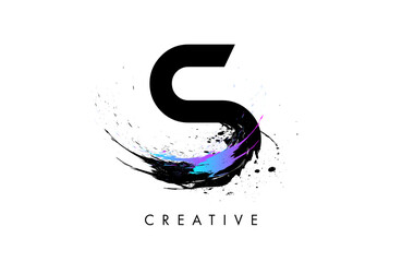 Splash Letter S logo design. Letter S paint watercolor splash icon vector